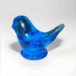 Vintage Blue Glass Bluebird Of Happiness Signed By Leo Ward 1985 4x2”